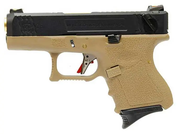 WE G26 T6 GBB ( BK Slide, GD Barrel, TAN Frame ) | airsoftglobal